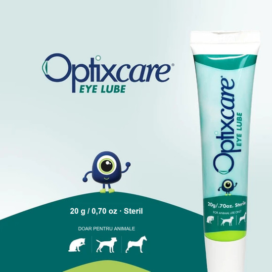 OptixCare Eye Lube – Gel Oftalmic Lubrifiant pentru Câini și Pisici, 20 g